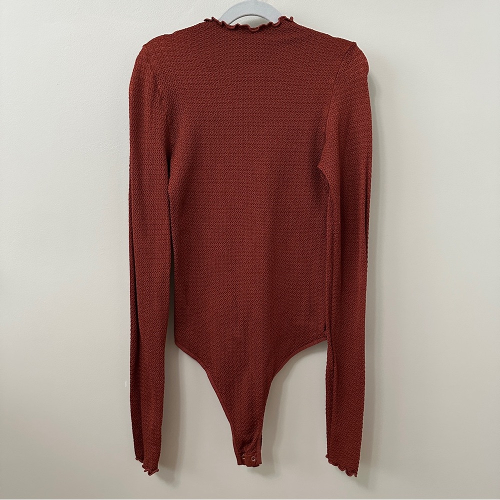 Free People Intimately Ruffled/Scalloped Edge Long Sleeve Bodysuit